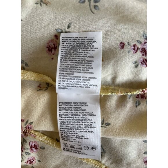 H&M Divided Yellow Floral Creped Mini Dress Cottagecore XS 2 - Picture 8 of 8